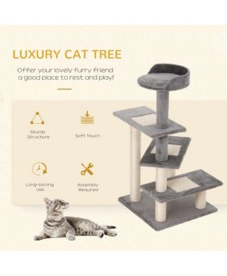 4-Step Multi-Level Carpeted Cat Tree with Scratching Post Pet Stairs