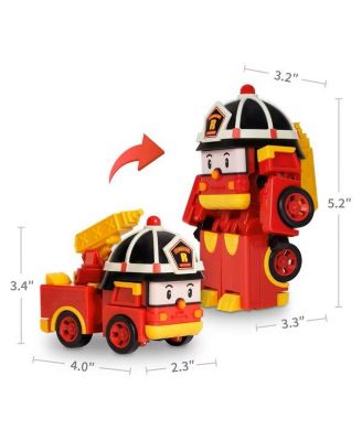 4" Transforming Robot Fire Truck - Roy | Emergency Rescue Vehicle Action Figures | Kids Educational Pretend Play Toy