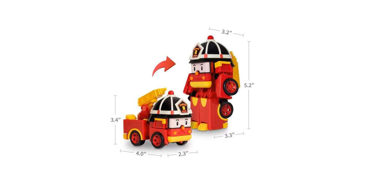 Детская фигурка Robocar Poli Roy 4" Transforming Robot Fire Truck Action Figure, Ages 3+ — фото 3