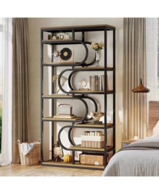 5-Tier Industrial Bookshelf, 71-inch Tall Etagere Bookcase with Heavy-Duty Metal Frame
