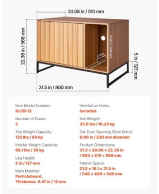 31.5" Wooden Litter Box Enclosure with Scratch Pad & Storage