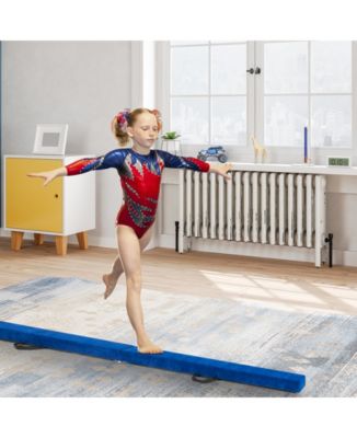 7 Feet Folding Portable Floor Balance Beam with Handles for Gymnasts-Blue