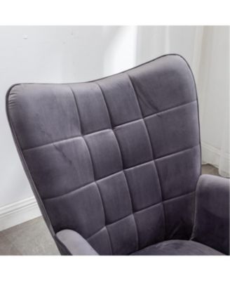 Contemporary Silky Velvet Tufted Accent Chair with Ottoman