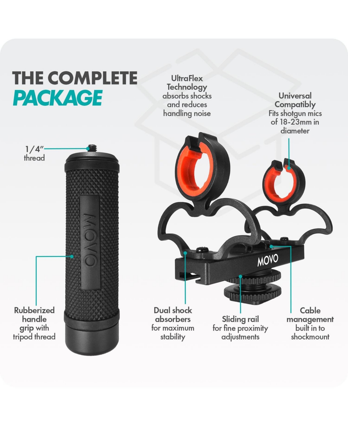 Movo SM6H Ultraflex Premium Shockmount for Shotgun Microphones with Grip Handle