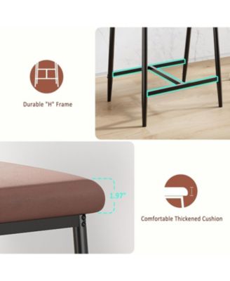 Bar Stools Set of 2, 26.5 in Upholstered Counter Height Bar Stools for 2 with Armrest, Wider Thickened Cushion, Bar Chairs with Backrest, Brown