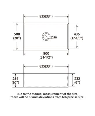 33x20x10inch White Farmhouse Sink Porcelain Ceramic Single Bowl Workstation Kitchen Sink