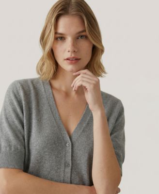 Women's Striped V-Neck Button-Front Cardigan