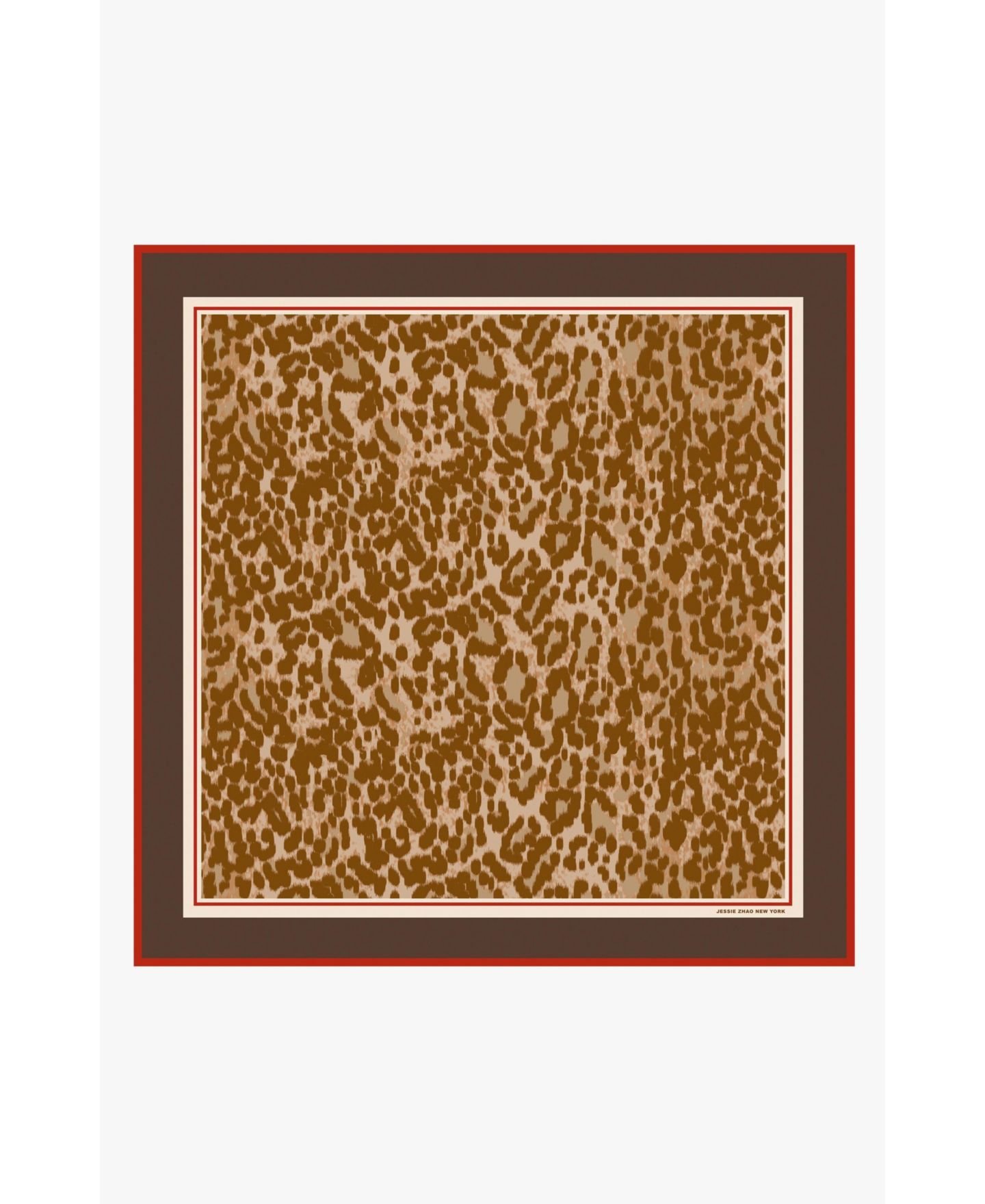 Женский шарф Jessie Zhao New York Leopard Allure Double Sided Silk, цвет: Коричневый — фото 1