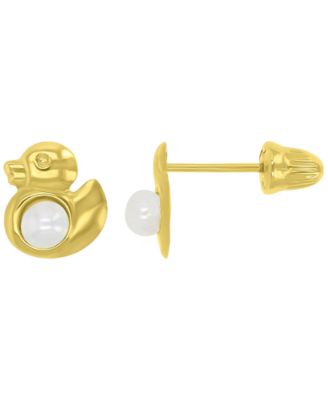 Imitation Pearl Duck Stud Earrings