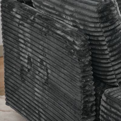 Corduroy Sectional Sofa with Ottoman & Storage