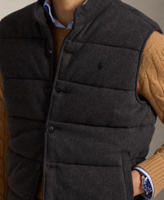 Men's Herringbone Print Estate Mock-Neck Rib Vest