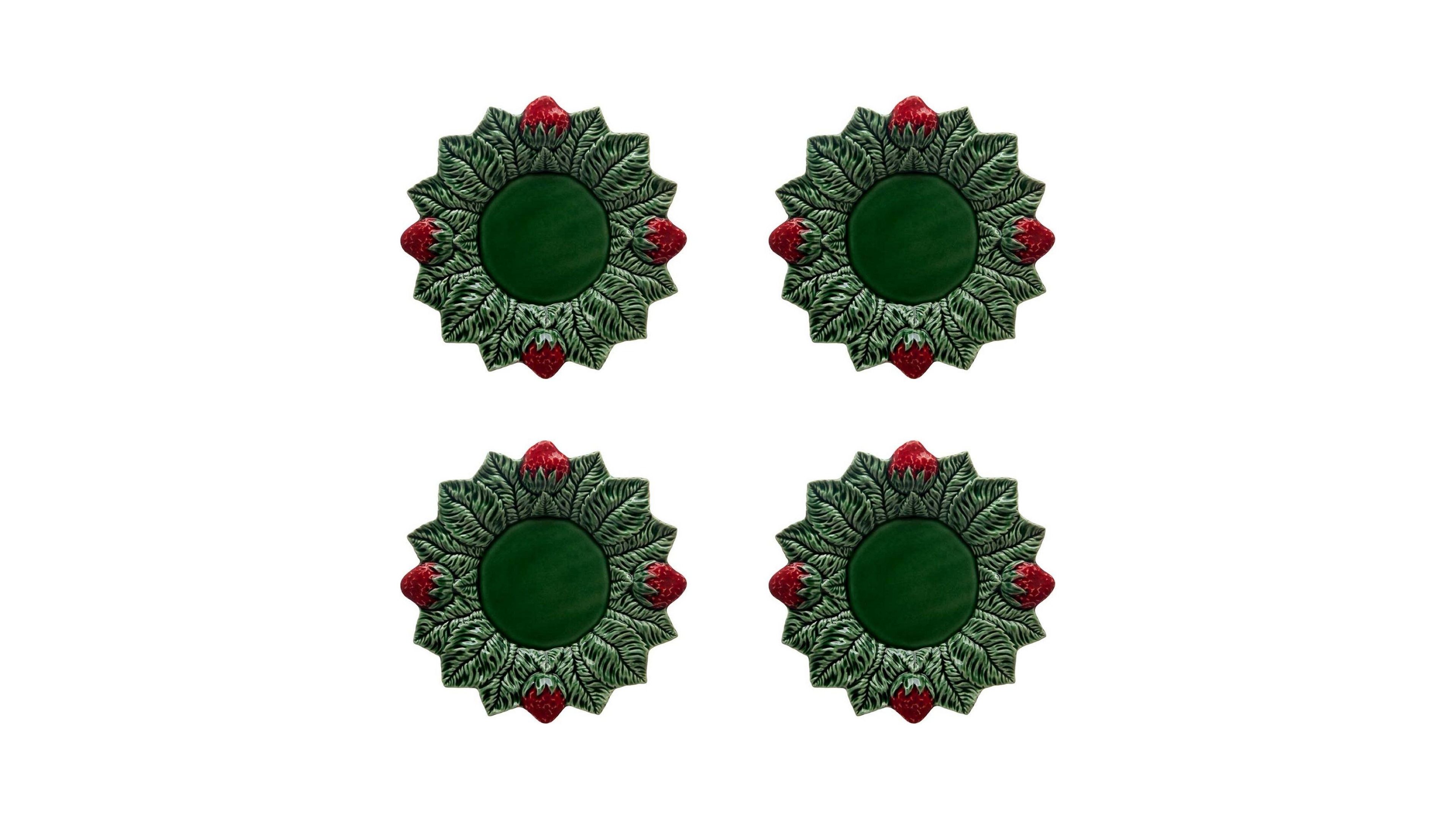 Bordallo Pinheiro Strawberries Dinner Plates, Set of 4