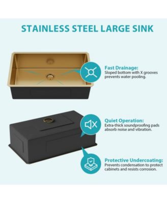 32x19x10-Inch Stainless Steel Undermount Farmhouse Kitchen Sink Single Bowl with Grid