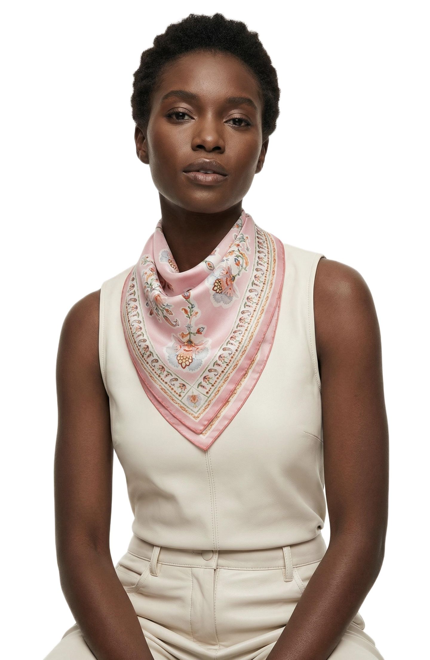 Женский шарф Jessie Zhao New York Blush Charm Double Sided Silk, цвет: Розовый — фото 2