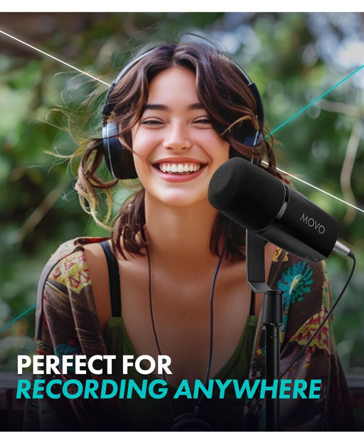 Movo UM6 Dynamic Podcast Microphone with Built-in GainCast Preamp