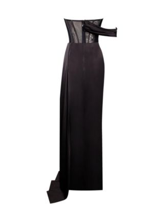 Women's Rebeca Satin High Slit Corset Gown