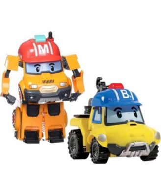 2PCS 4" Transforming Robots (MARK & BUCKY) - Emergency Rescue Vehicle Action Figures | Kids Educational Pretend Play Toy