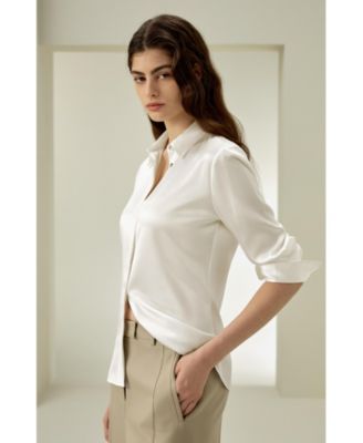 Women's Elegant Silhouette Silk Shirt