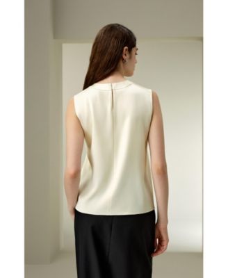 Women's Sleeveless Round Neck Silk Top