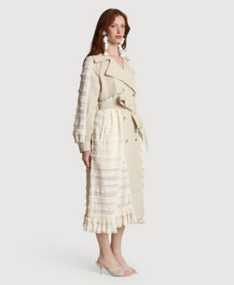 Women's Spread Collar Tulle Trench Coat