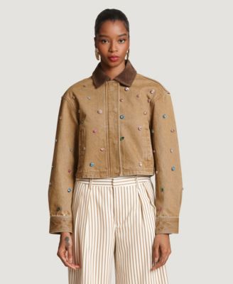 Women's Embellished Chore Spread Collar Jacket