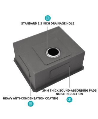 23x18x9inch Undermount Kitchen Sink Single Bowl Stainless Steel 16 Gauge Deep Basin