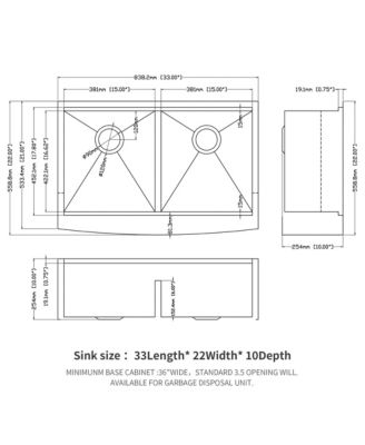 33x22x10 Inch Double Bowl 5050 Farmhouse Workstation Kitchen Sink 16 Gauge T304 Stainless Steel Apron Front With Cutting Board Colander