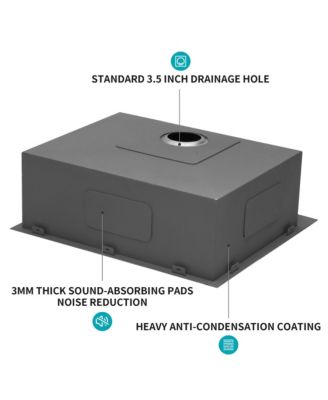 16-Gauge Stainless Steel Drop-In Kitchen Sink, Single Bowl, 25" x 22" x 9"