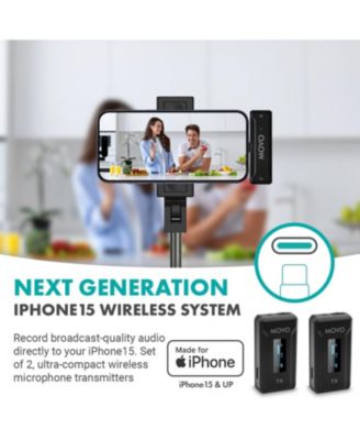 WMX-2-C-DUO Dual Wireless Lavalier Microphone System with Charging Case for iPhone 15 and up