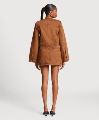 Women's Crop Trucker Crew Neck Jacket