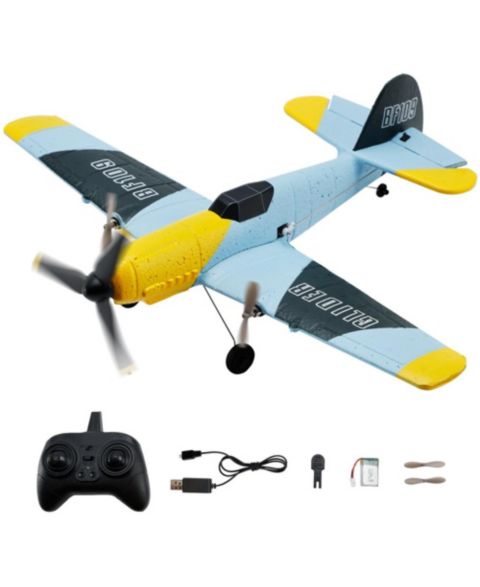 Детская игрушка Bruce & Shark Bf-109 6-Axis Gyro Stabilization Remote Control Plane with 2 Batteries, цвет: Жёлтый
