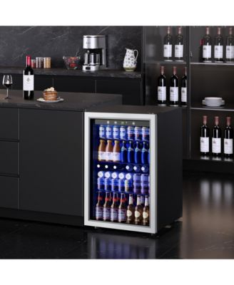 20-in 150-Can Capacity Sliver Freestanding Beverage Refrigerator with Reversible Door and Adjustable Shelves