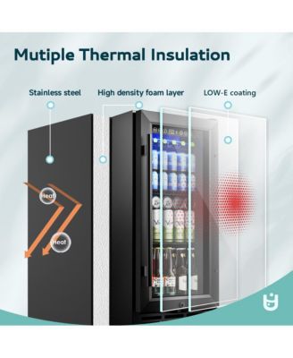 15-in W 130-Can Capacity Black Built-in/Freestanding Indoor Beverage Refrigerator with Glass Door