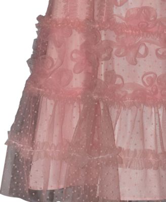 Girls' 2T-6X Sleeveless 3D Floral Shift Round Neck Party Dress