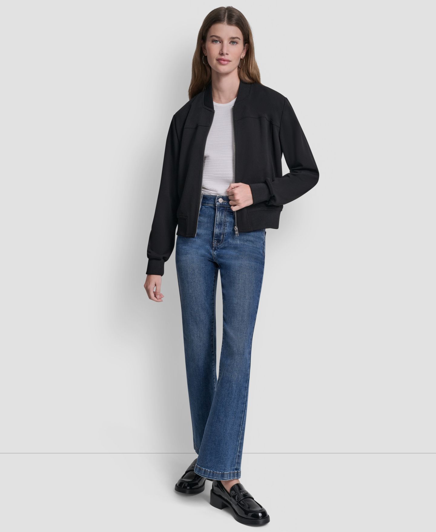 Женская куртка DKNY Zippered Bomber, цвет: Чёрный — фото 5