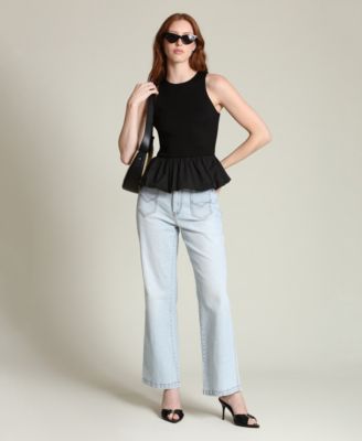 Women's Peplum Crew Neck Tank Top