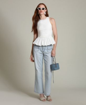 Women's Peplum Crew Neck Tank Top