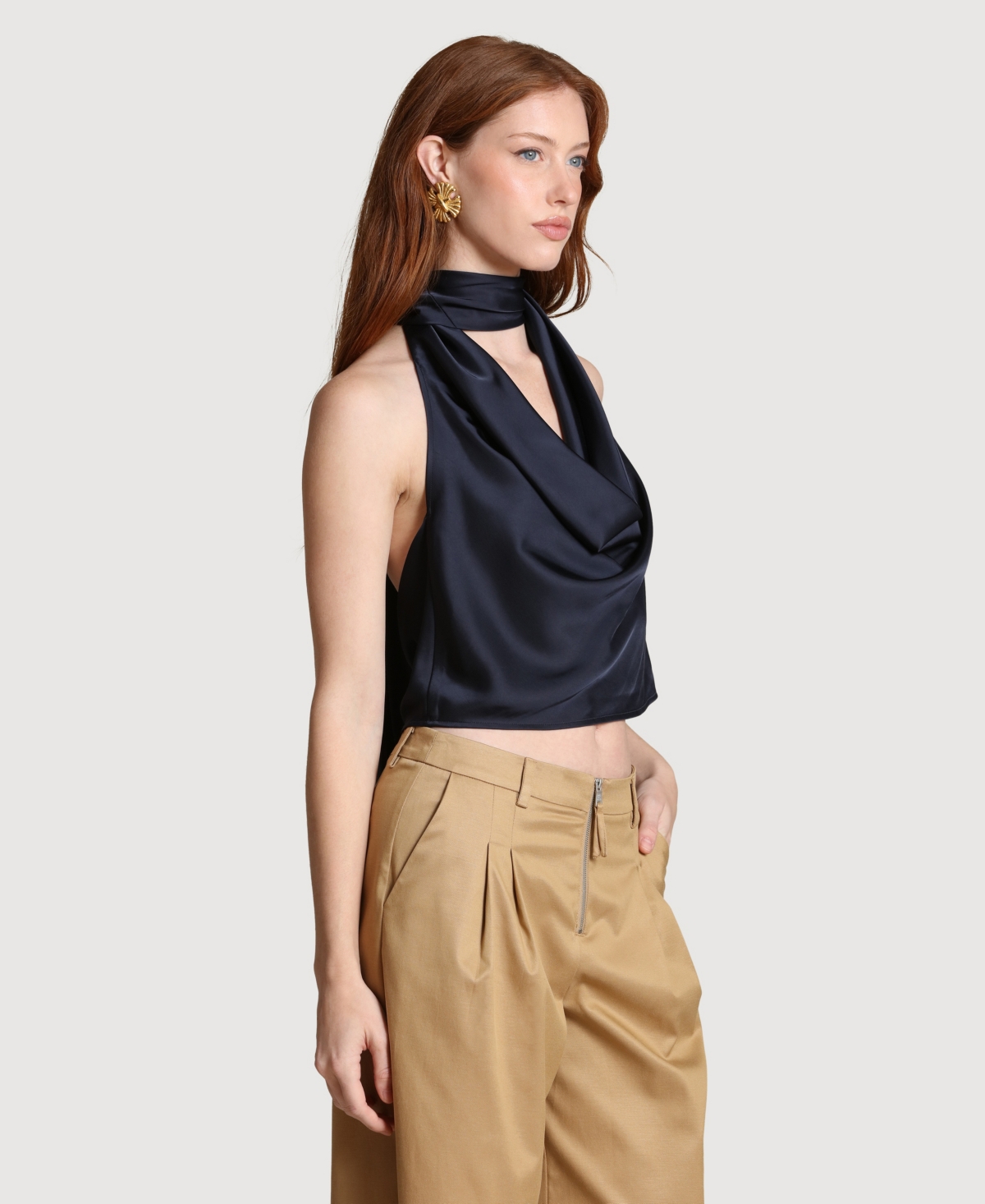 Avec Les Filles Women's Long Tie Halter Top