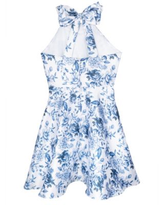 Girls' 7-16 Floral Mikado Sleeveless Dress