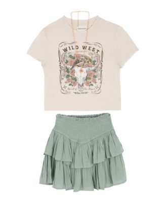 Girls' 7-12 Short-Sleeve T-Shirt and Skort, 2-Piece Set
