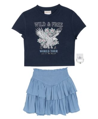 Girls' 7-12 Graphic Short-Sleeve T-Shirt and Skort, 2-Piece Set