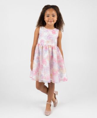 Girls' 2T-6X Floral Sequin Soutache Round Neck Dress