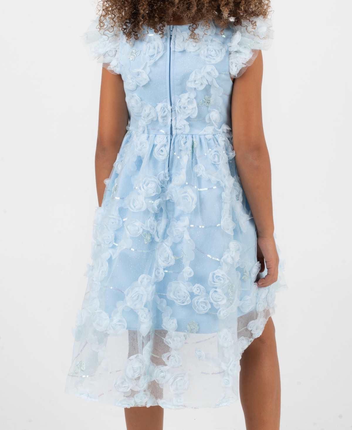 Rare Editions Girls' 2T-6X Rose Soutache Flutter Sleeve Dress