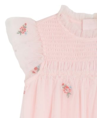 Girls' 2T-6X Embroidered Flutter Sleeve Dress