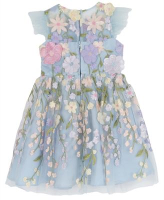 Girls' 2T-6X Floral Embroidered Mesh Illusion Dress