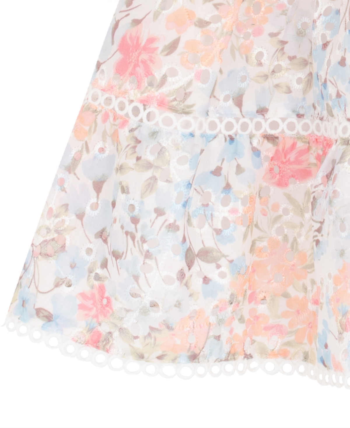 Rare Editions Girls' 7-16 Floral Eyelet Trimmed Square Neck Dress