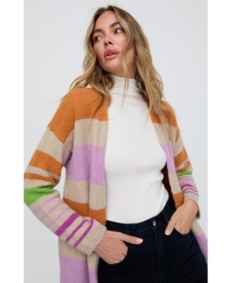 Women's Blondie Long Line Rugby Stripe Cardigan