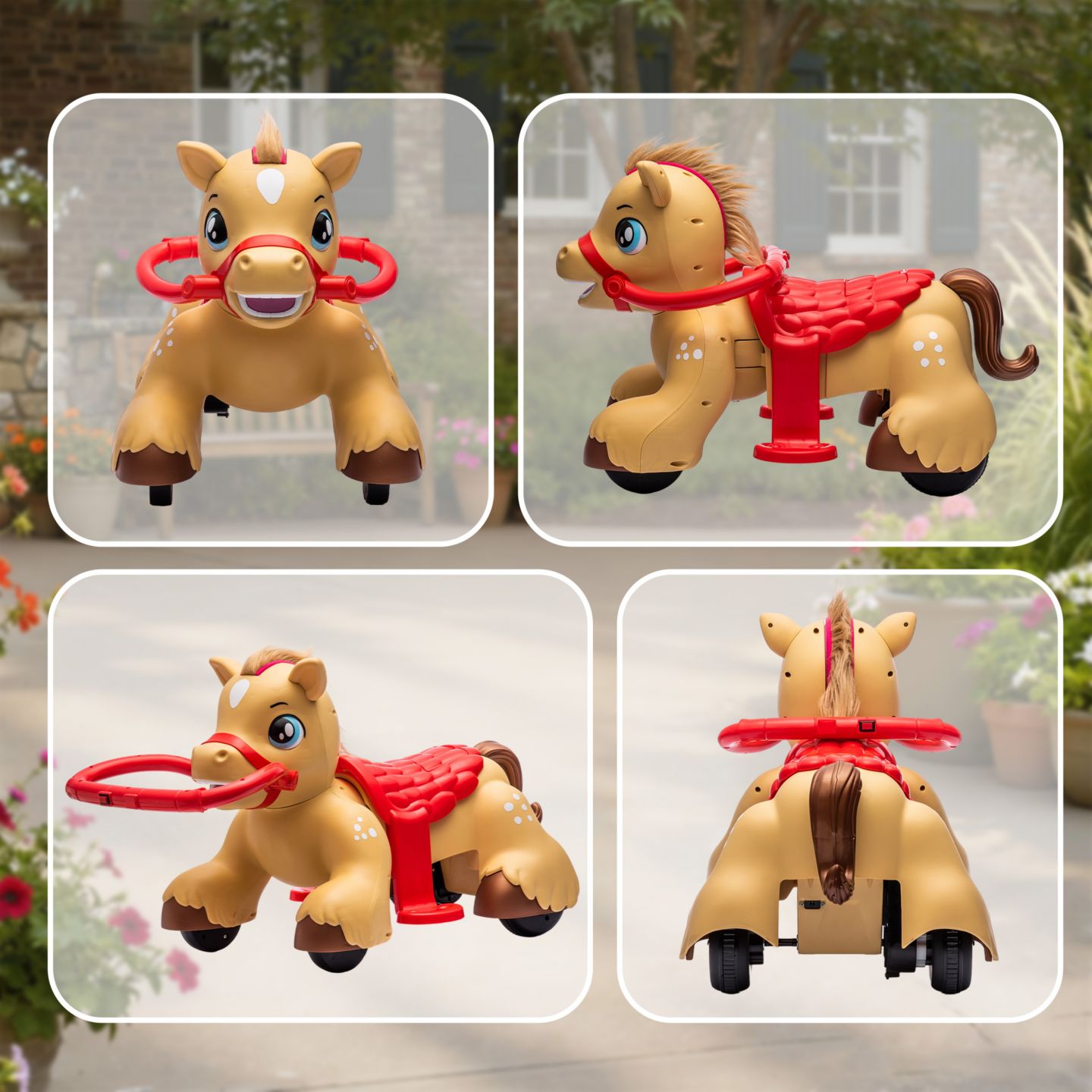 Детская игрушка Qaba 12V Battery-Powered Interactive Ride-On Horse Toy, Ages 1.5+, цвет: Коричневый — фото 9