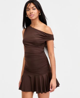 Women's Ruched Ruffle-Skirt Dress