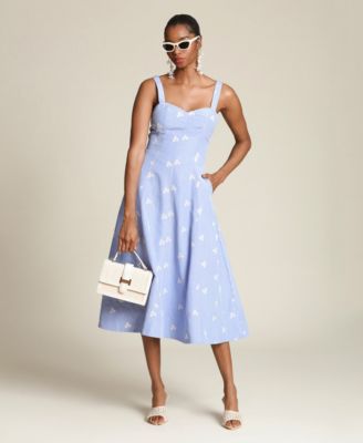 Women's Embroidered Stripe Midi Dress